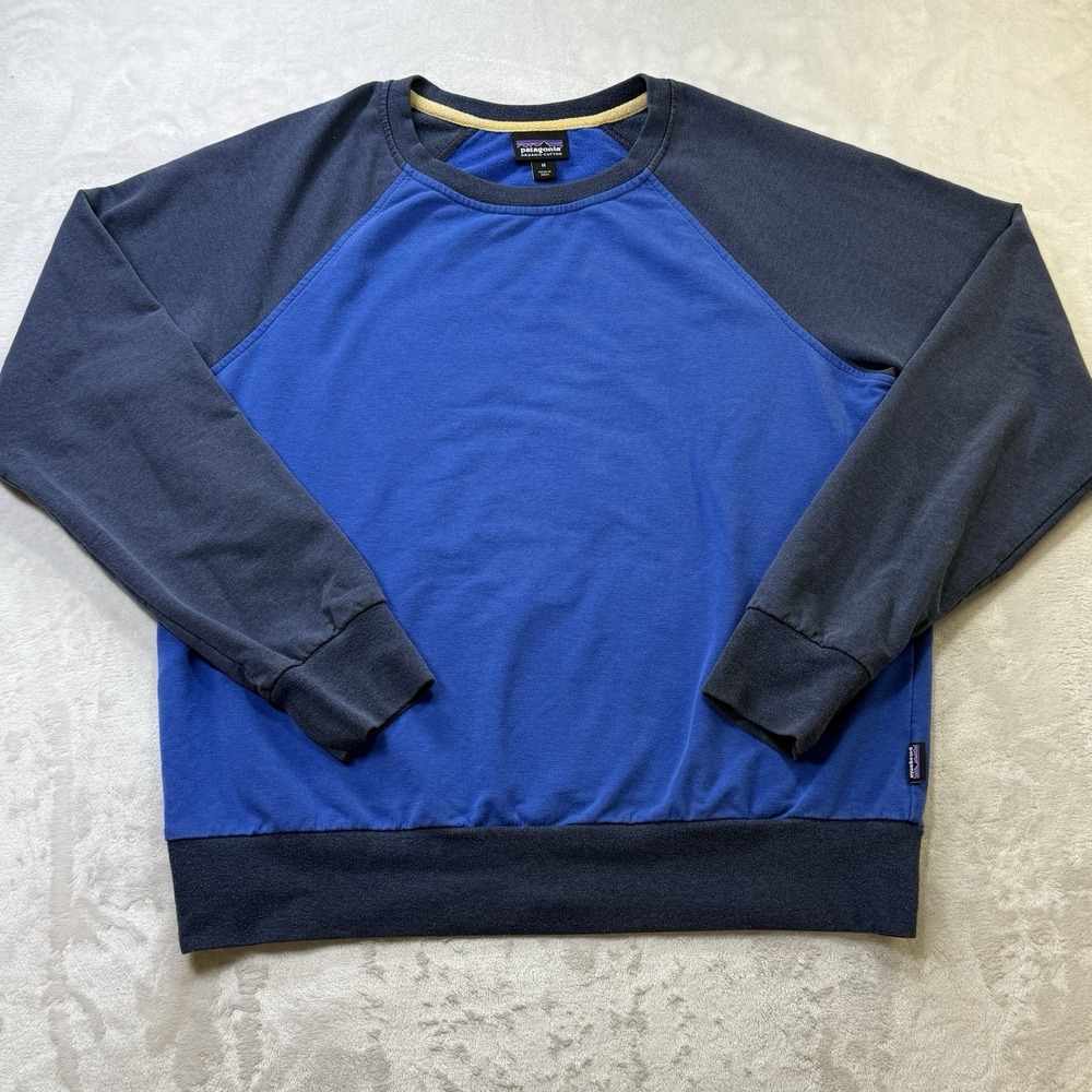 Patagonia Organic Cotton Crewneck Sweatshirt Blue Gray Raglan Men's M